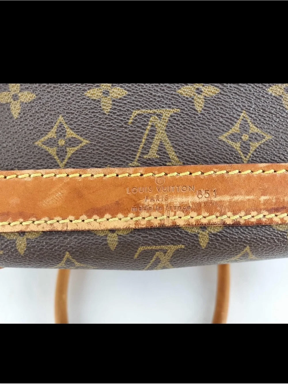Louis Vuitton Chaussures 40 Brown Monogram Canvas Handbag with Tan Leather Trim